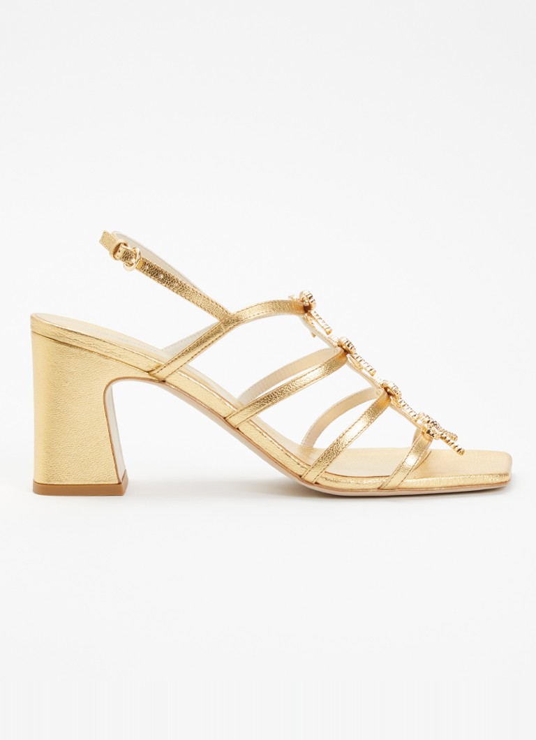 Claudie Pierlot Dames Aurianne sandalette van leer met metallic finish in de kleur Goud