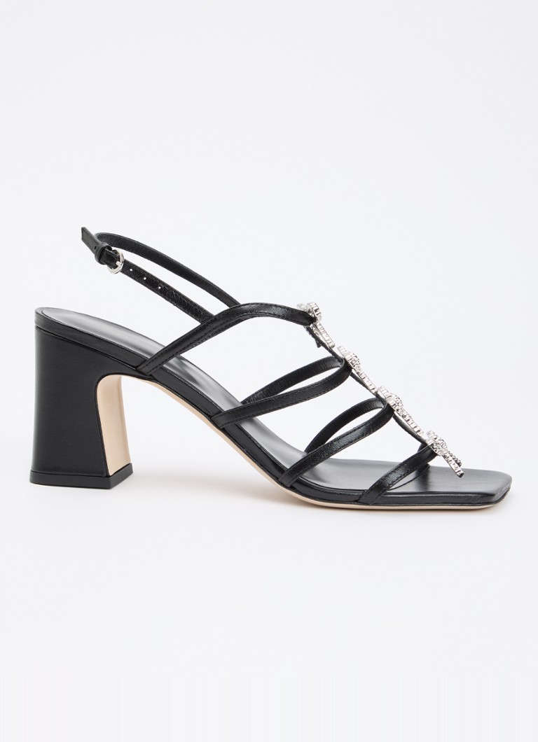 Claudie Pierlot Dames Aurianne sandalette van schapenleer met strikdetail in de kleur Zwart