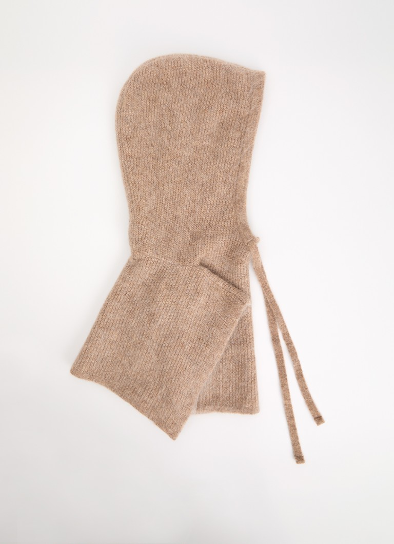Claudie Pierlot Dames Ribgebreide muts in wolblend in de kleur Zand