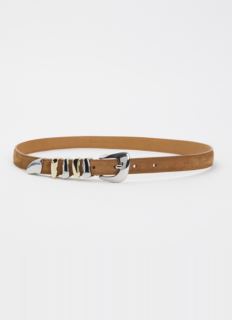 Claudie Pierlot Dames Ambroise riem van kalfssuède in de kleur Camel