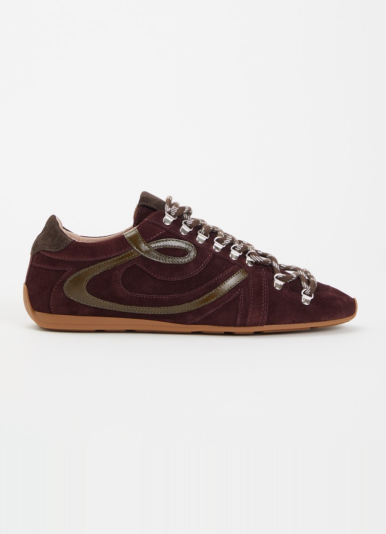 Claudie Pierlot Dames Swing sneaker van suède in de kleur Bordeauxrood