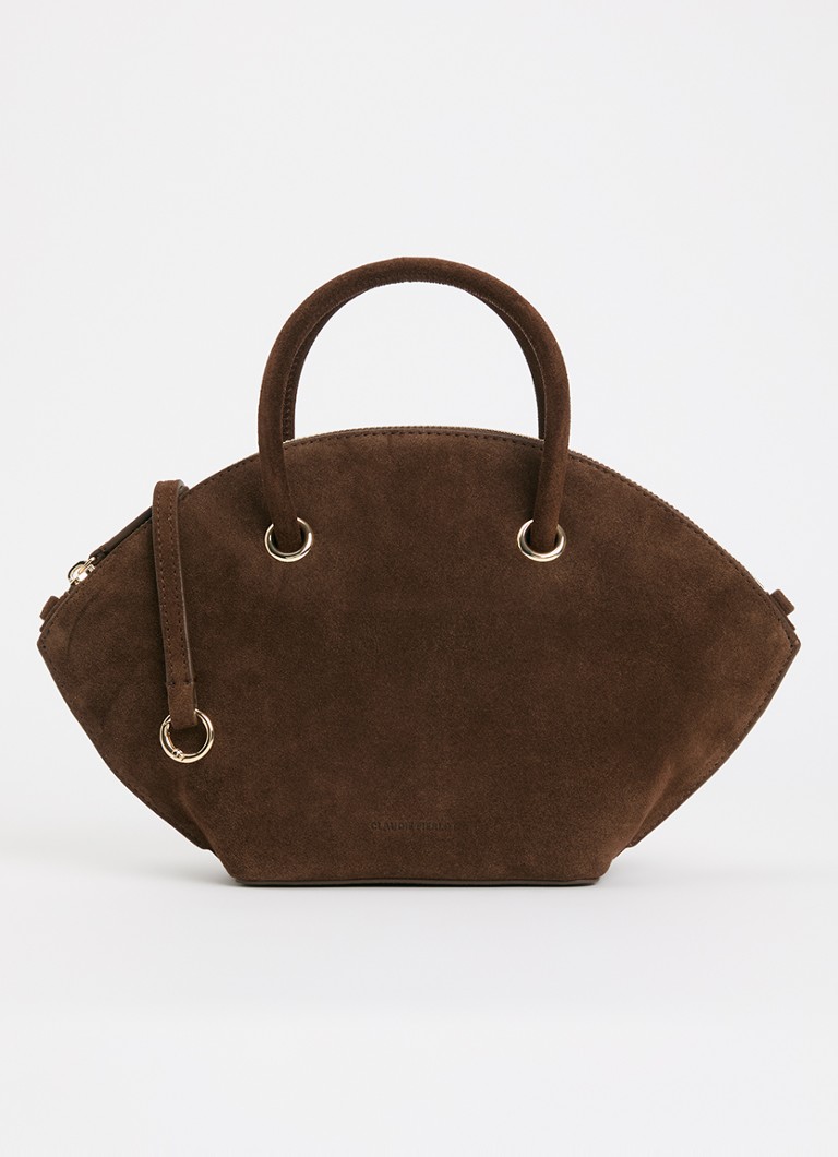 Claudie Pierlot Dames Grelot crossbodytas van suède en verstelbare schouderriem in de kleur Chocoladebruin