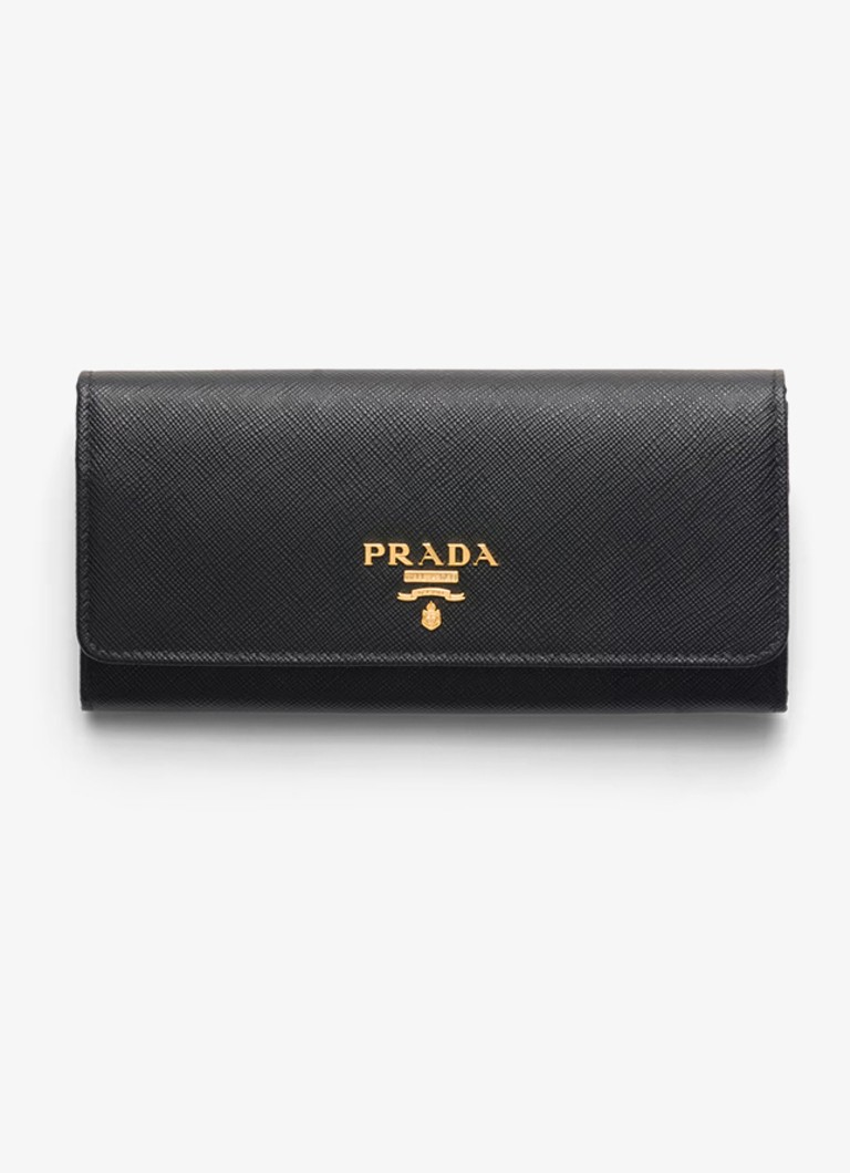 Prada Dames Large portemonnee van leer in de kleur Zwart