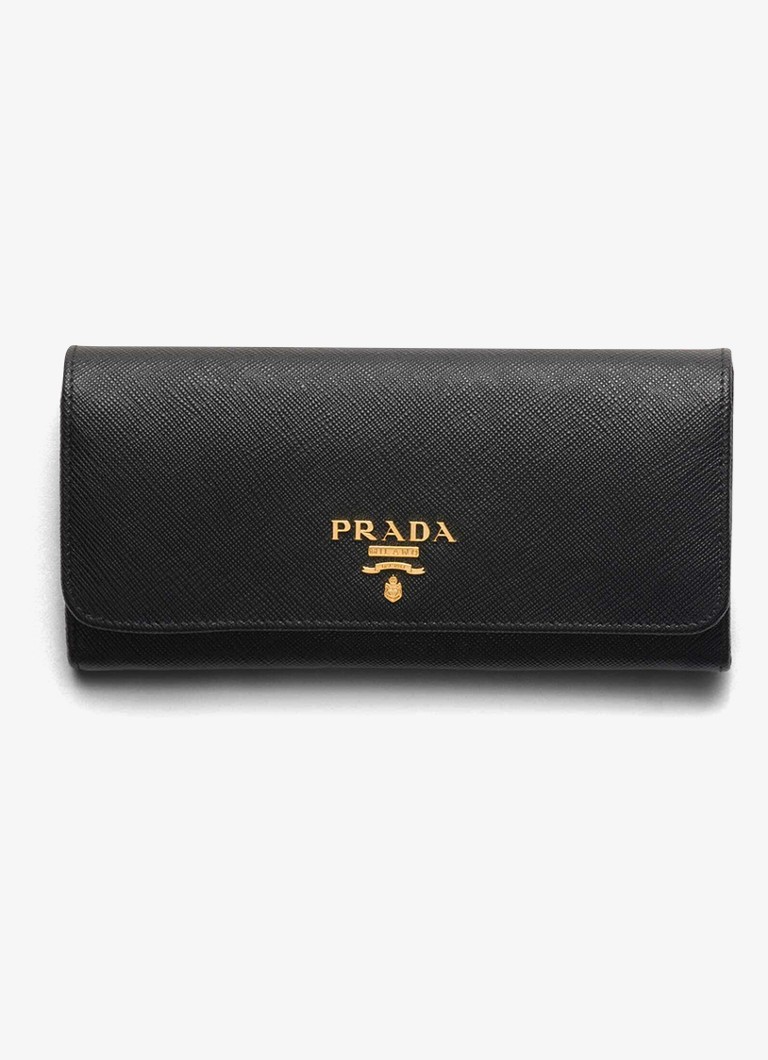 Prada Dames Large portemonnee van leer in de kleur Zwart