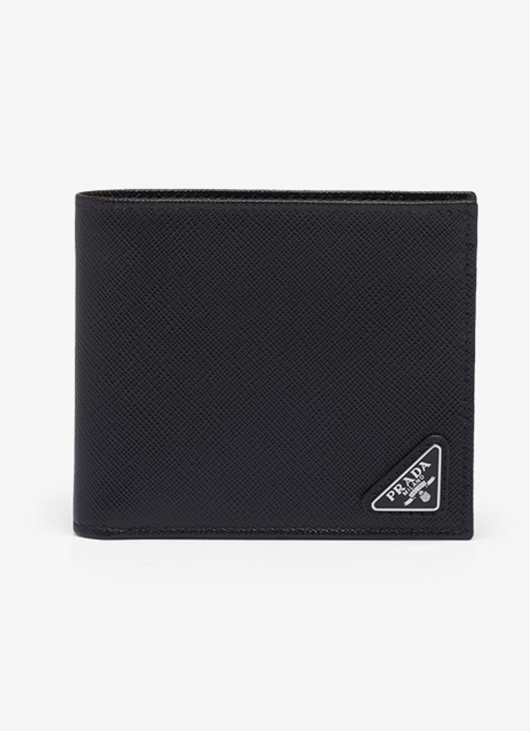Prada Heren Portemonnee van leer in de kleur Zwart