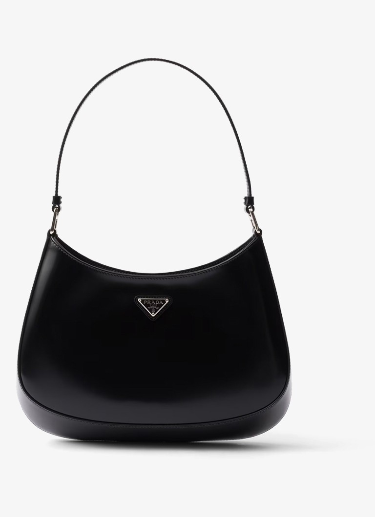 Prada Dames Cleo schoudertas van leer in de kleur Zwart