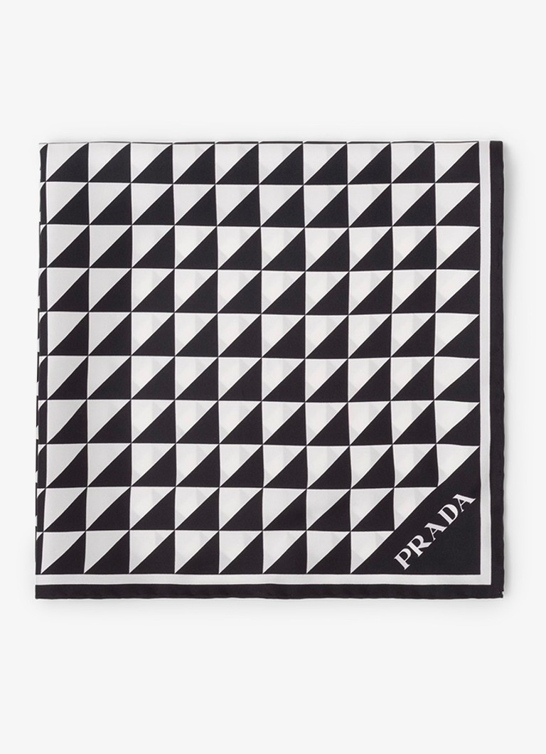 Prada Dames Sjaal met print 55 x 55 cm in de kleur Diepzwart
