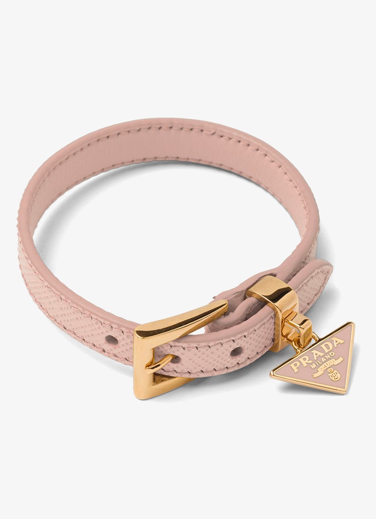 Prada Dames Armband van leer met hanger in de kleur Oudroze