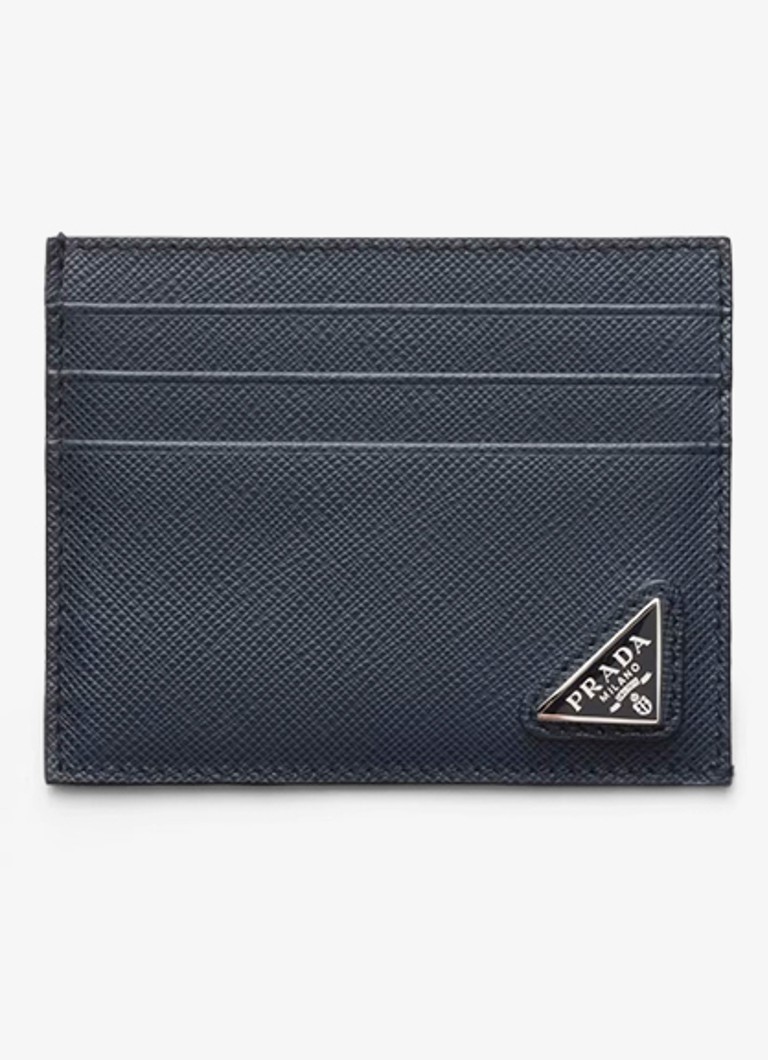 Prada Heren Pasjeshouder van leer in de kleur Donkerblauw