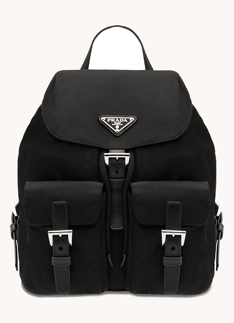 Prada Re-Nylon Small rugzak met logo Zwart - Deal