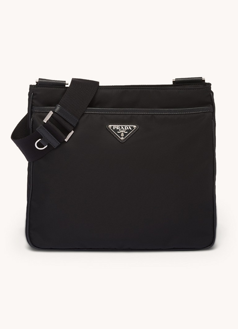 Prada Heren Crossbodytas met leren details in de kleur Zwart