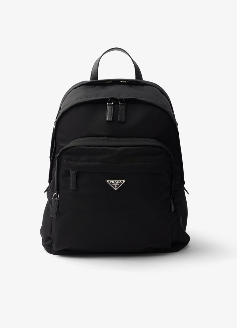 Prada Heren Re-Nylon rugzak met logo in de kleur Zwart