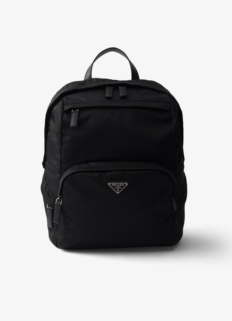 Prada Heren Re-Nylon rugzak met leren details in de kleur Zwart