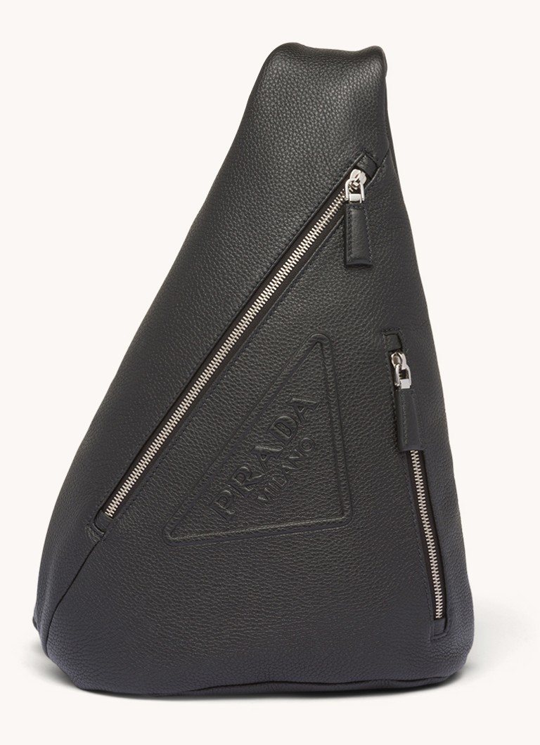 Prada Heren Schoudertas van leer in de kleur Zwart
