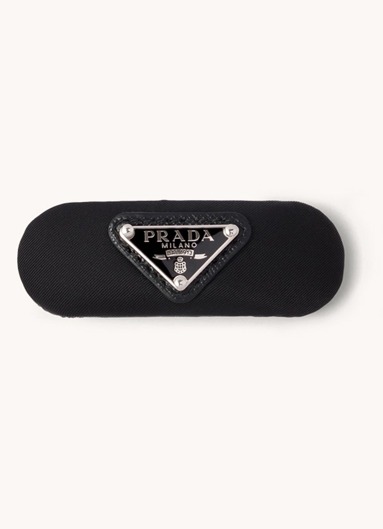 Prada Dames Re-Nylon haarclip met logo in de kleur Diepzwart