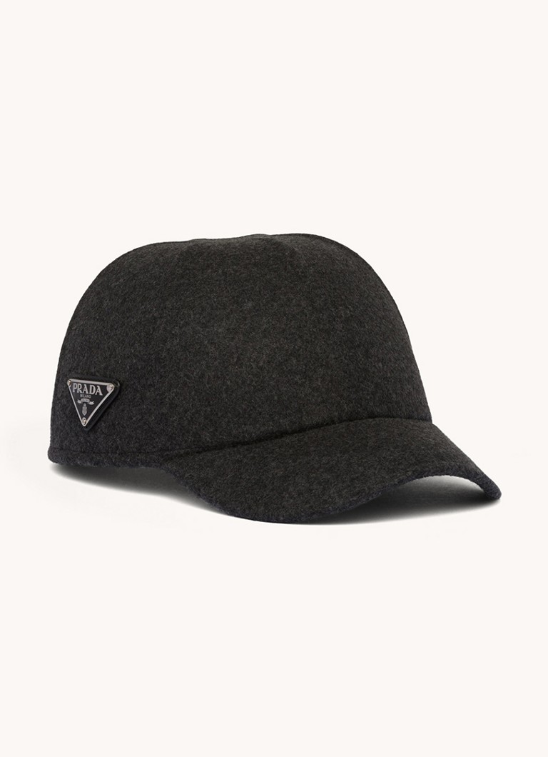 Prada Heren Pet met logo in de kleur Donkergrijs