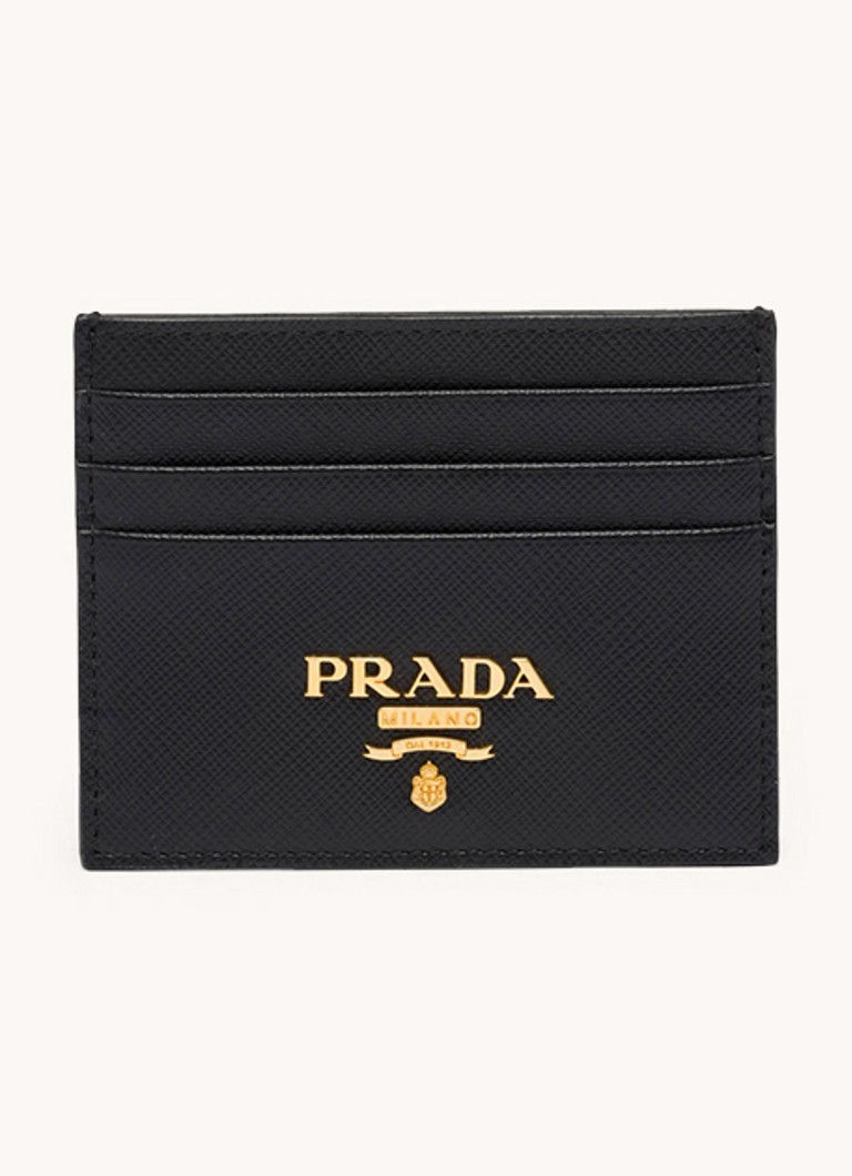 Prada Dames Pasjeshouder van leer in de kleur Zwart