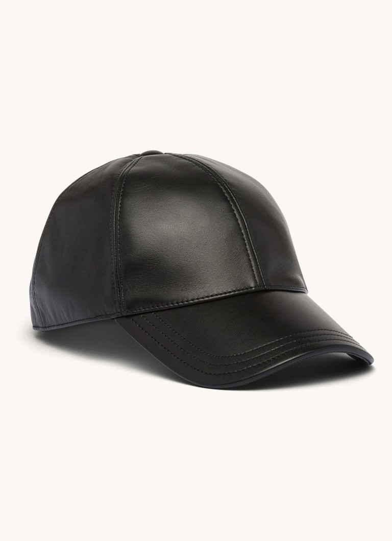 Prada Heren Pet van leer in de kleur Zwart