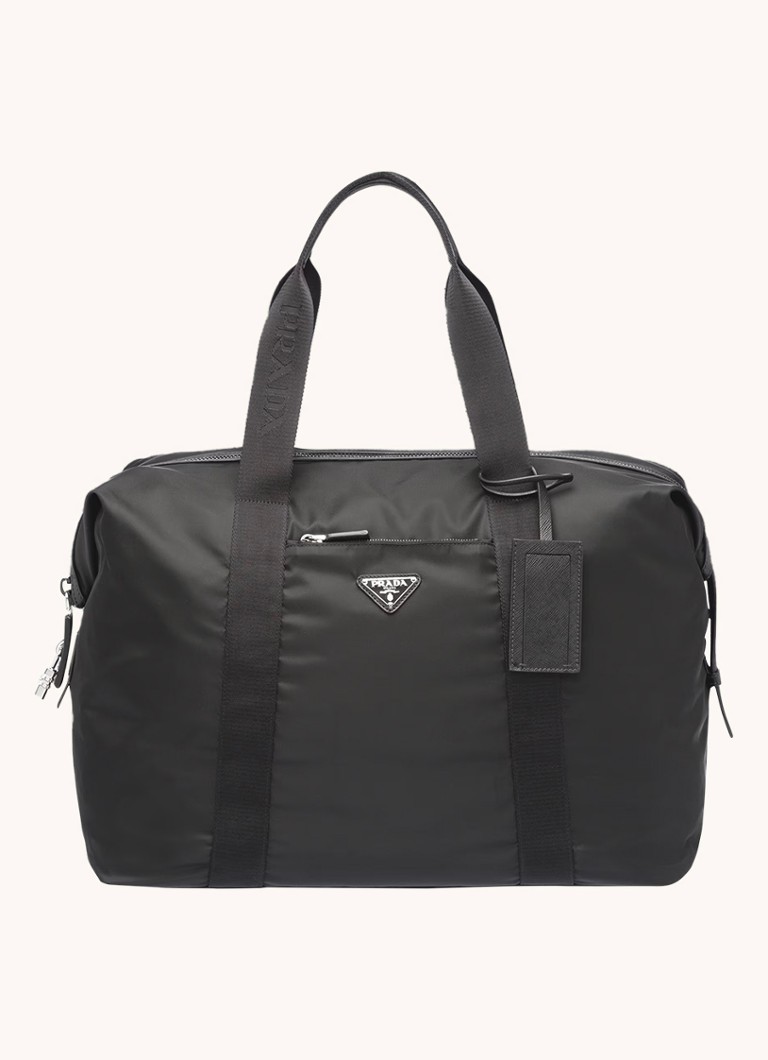 Prada Heren Re-Nylon schoudertas met kalfsleren details in de kleur Zwart