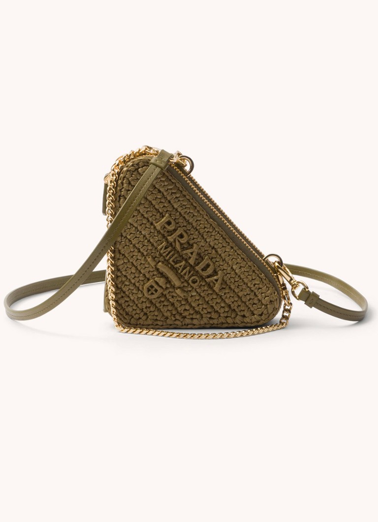 Prada Dames Mini crossbodytas met leren details in de kleur Olijfgroen