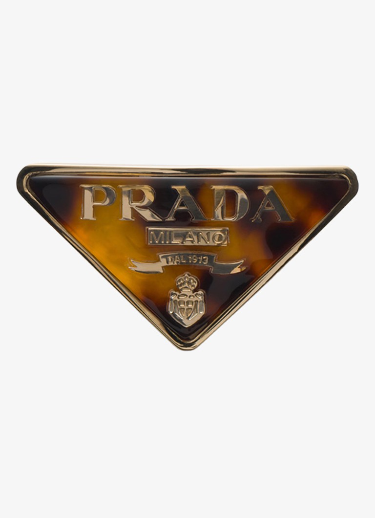 Prada Dames Haarclip met logo in de kleur Camel