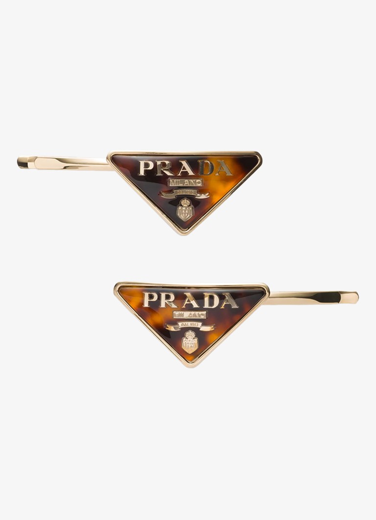 Prada Dames Haarclip met logo in de kleur Bruin