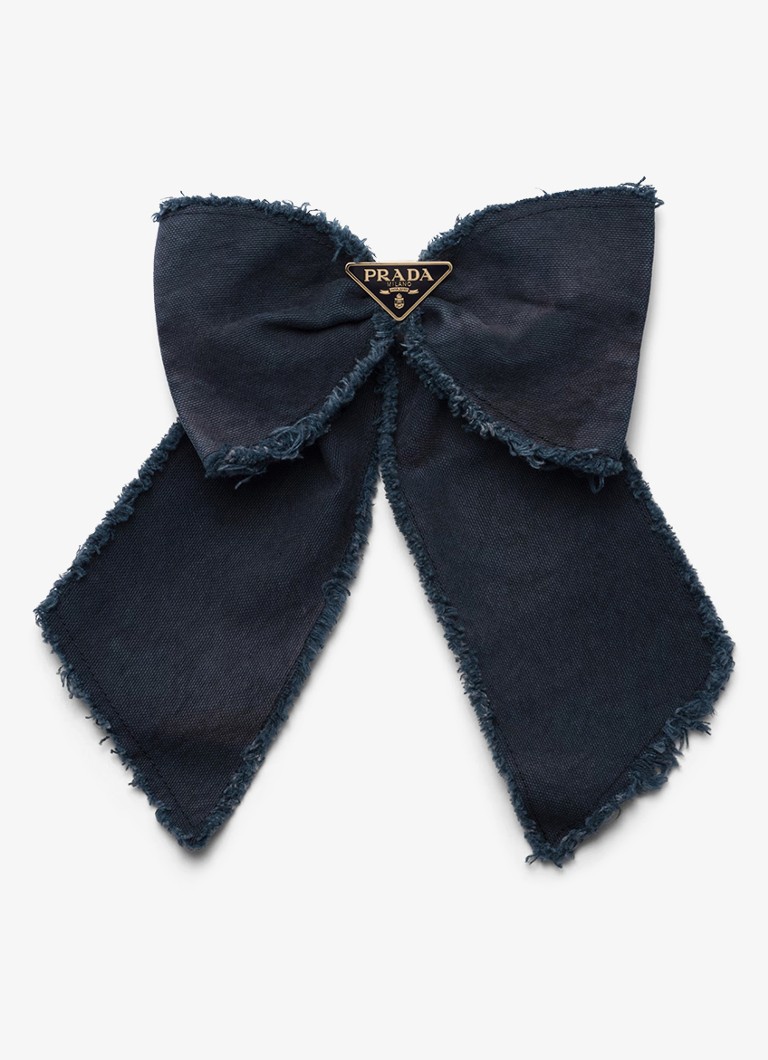 Prada Dames Haarclip van canvas met logo in de kleur Donkerblauw