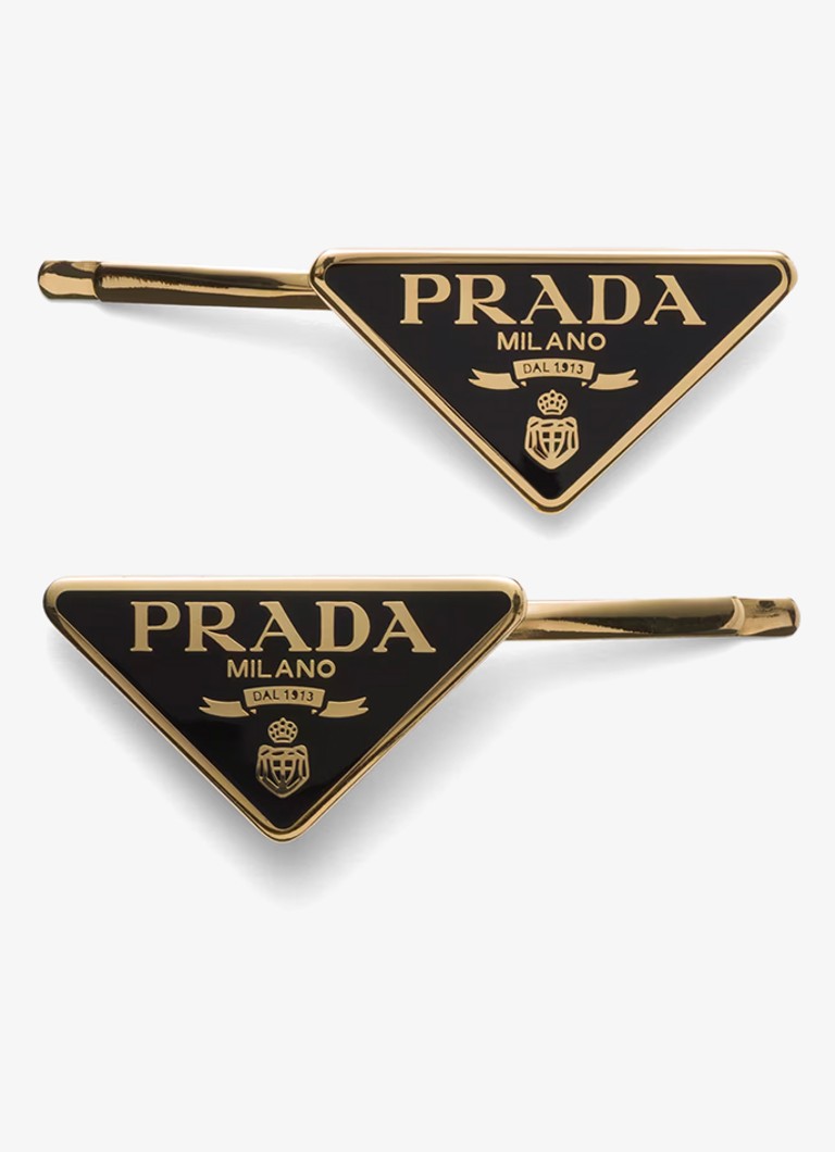 Prada Dames Symbole haarclip set van 2 in de kleur Goud