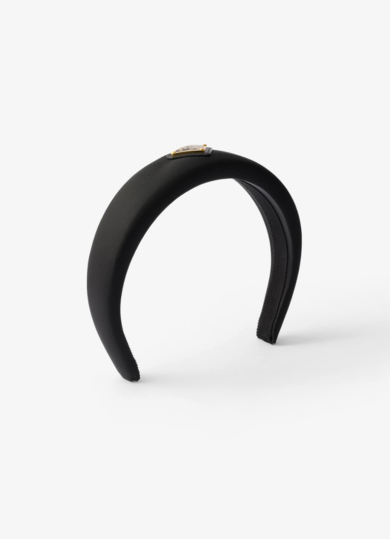 Prada Dames Haarband met logo in de kleur Diepzwart
