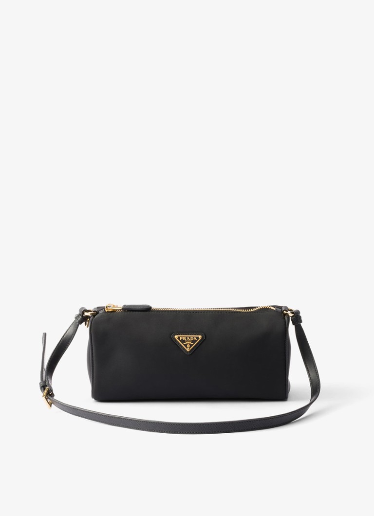 Prada Dames Re-Nylon schoudertas met leren details in de kleur Zwart