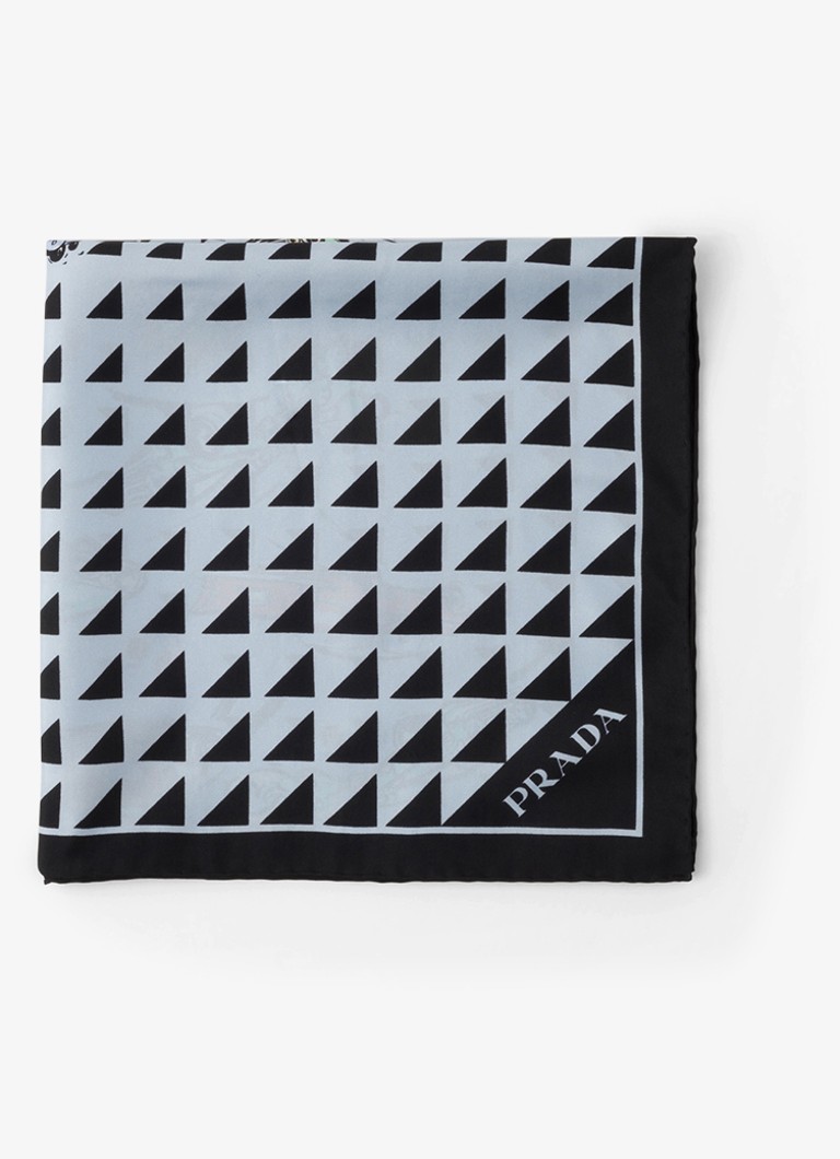 Prada Dames Sjaal van zijde 55 x 55 cm in de kleur Lichtblauw