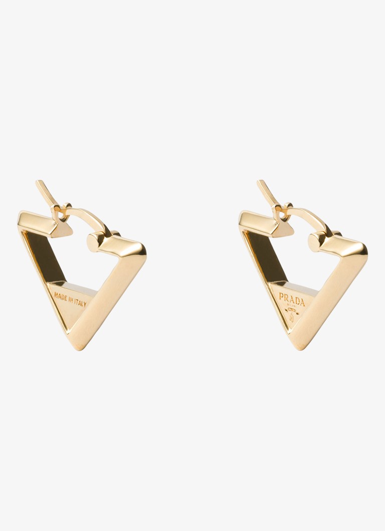 Prada Dames Oorringen met logo in de kleur Goud
