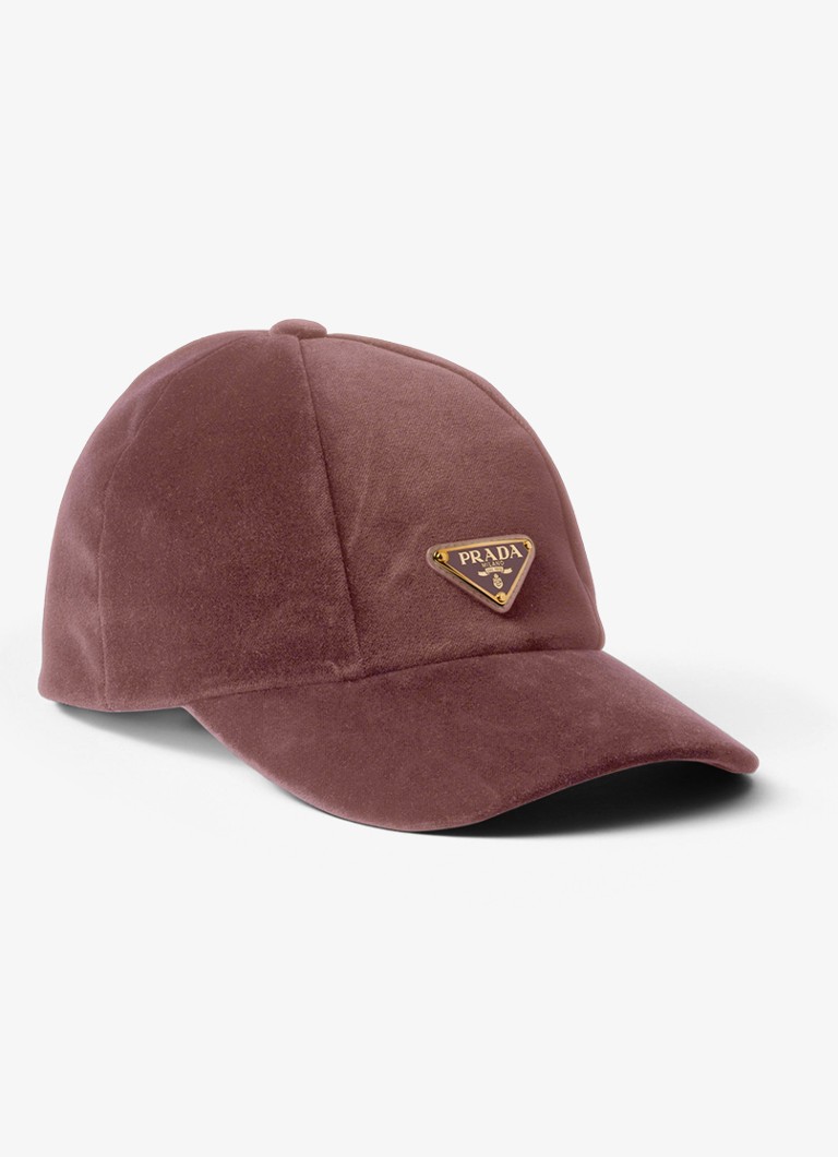 Prada Dames Pet van fluweel met logo in de kleur Oudroze
