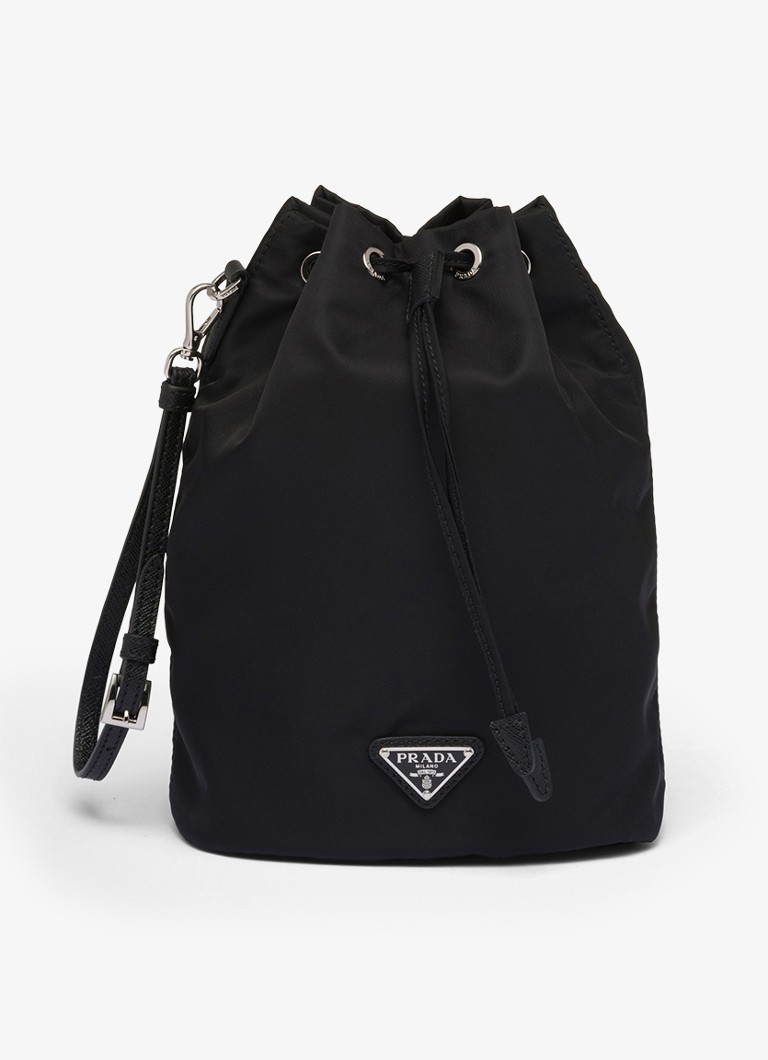 Prada Dames Re-Nylon handtas met leren details en logo in de kleur Zwart