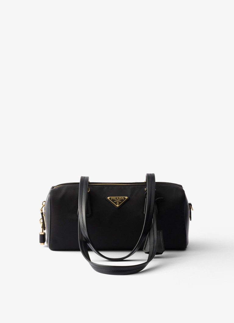 Prada Dames Re-Nylon schoudertas met leren details in de kleur Zwart