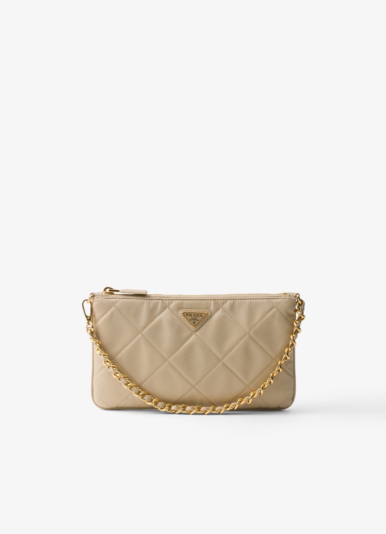 Prada Dames Re-Nylon handtas met logo in de kleur Beige