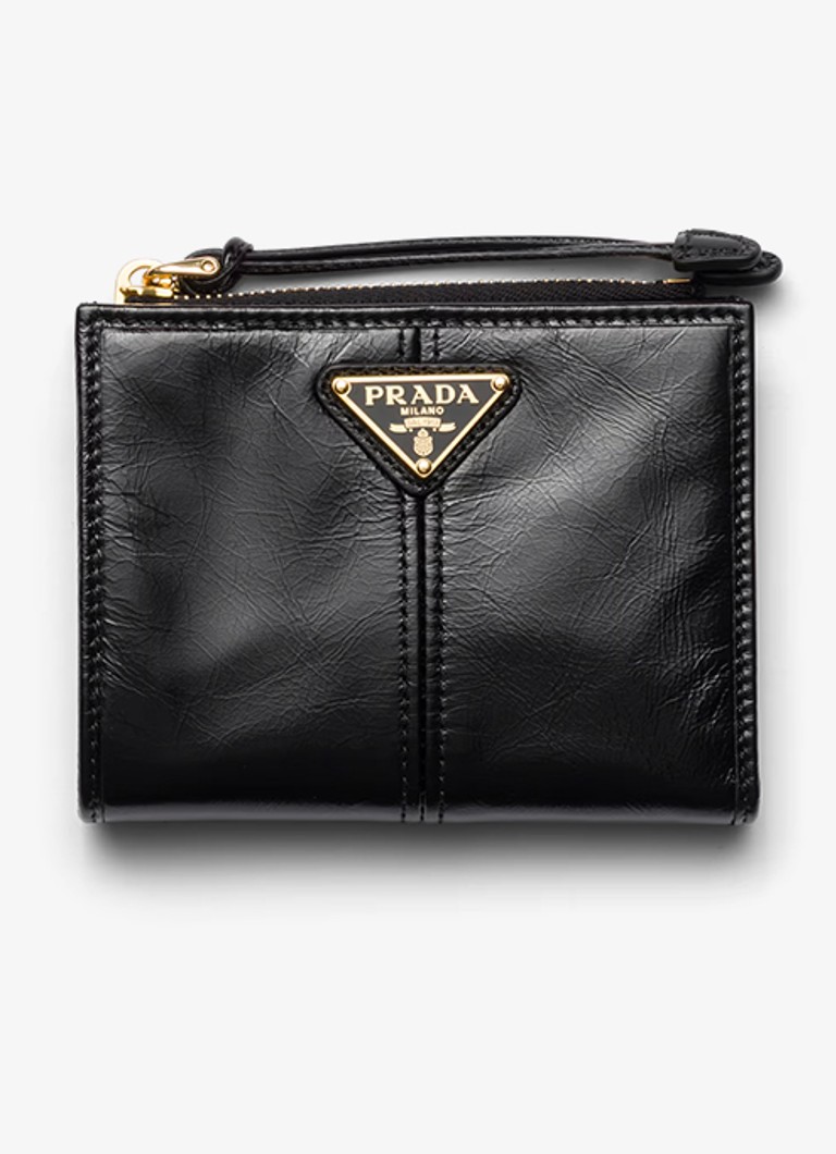Prada Dames Small portemonnee van kalfsleer in de kleur Zwart