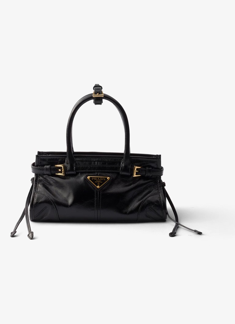 Prada Dames Bonnie Mini handtas van kalfsleer in de kleur Zwart