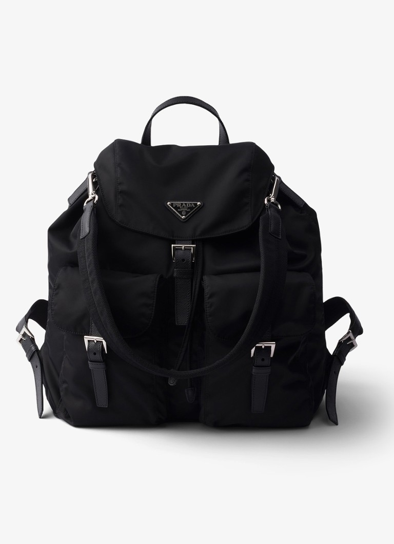 Prada Heren Re-Nylon rugzak met leren details in de kleur Zwart