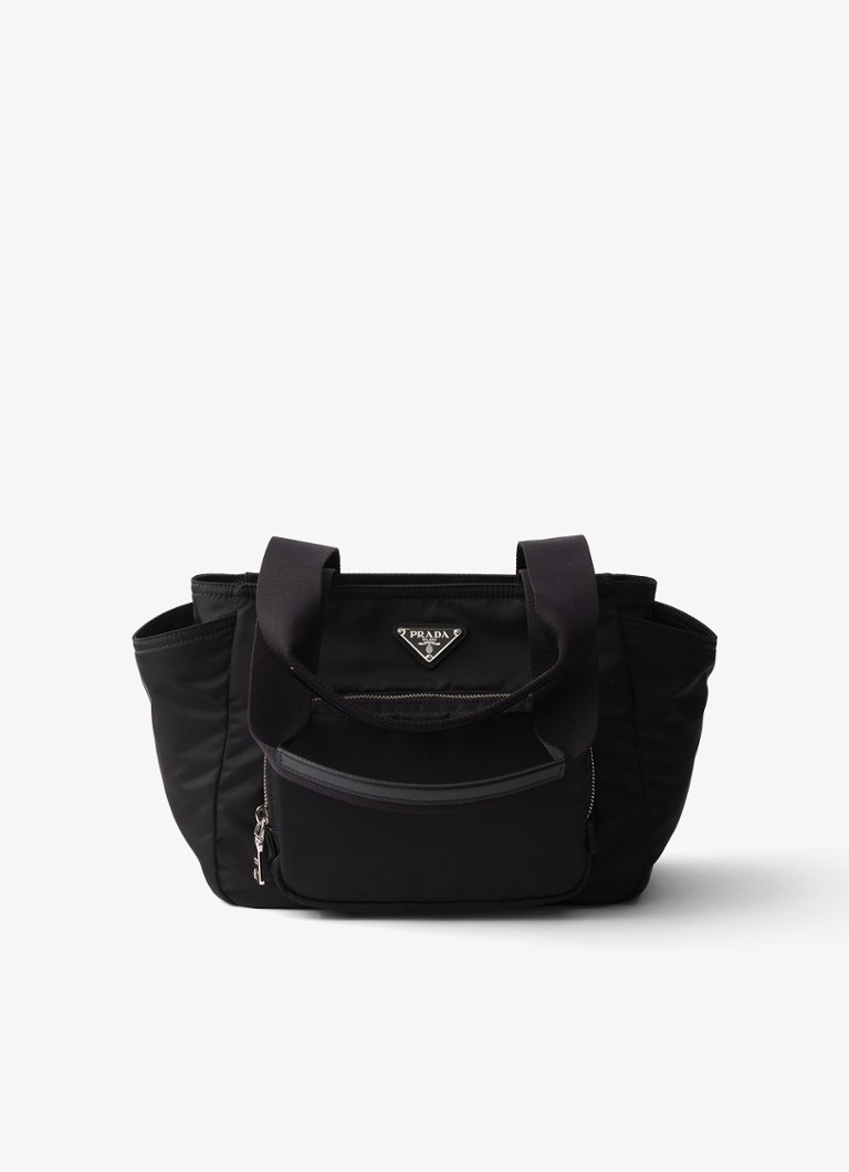 Prada Dames Re-Nylon schoudertas met leren details in de kleur Zwart
