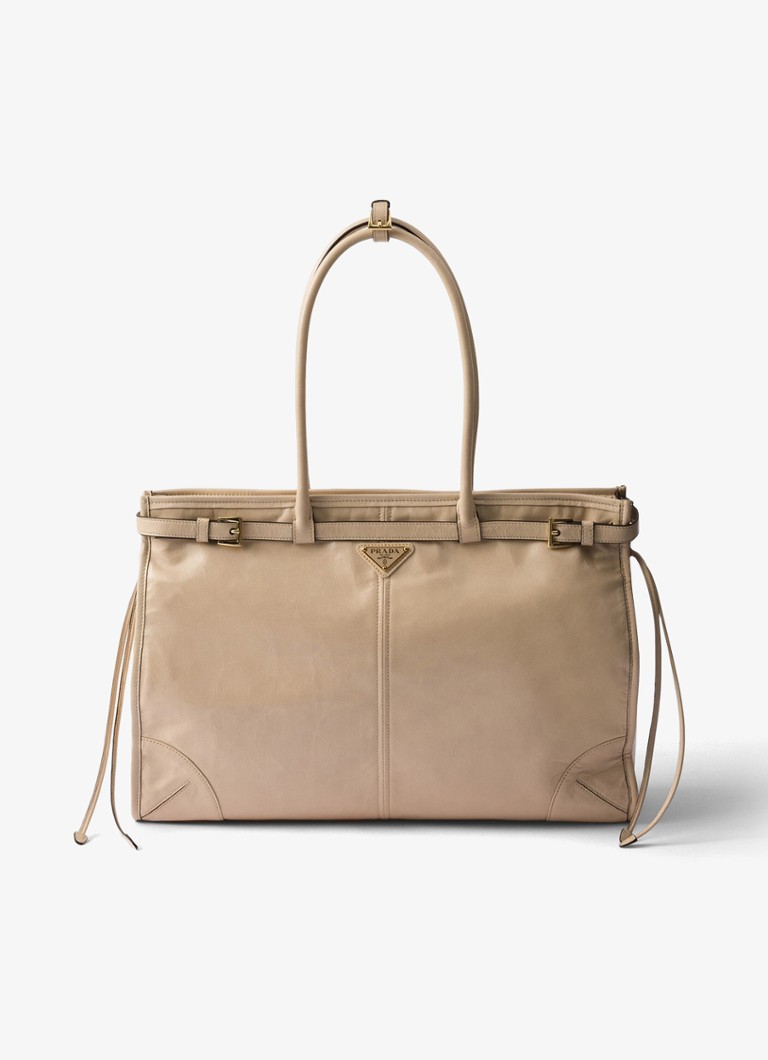 Prada Dames Bonnie Extra-Large schoudertas van kalfsleer in de kleur Beige