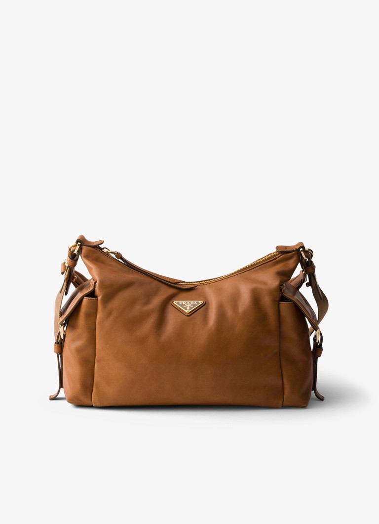 Prada Dames Explore Large schoudertas van lamsleer in de kleur Bruin