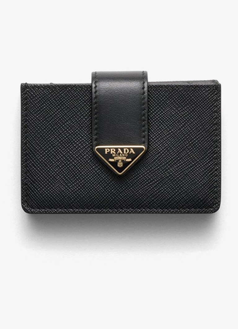 Prada Dames Pasjeshouder van kalfsleer in de kleur Zwart