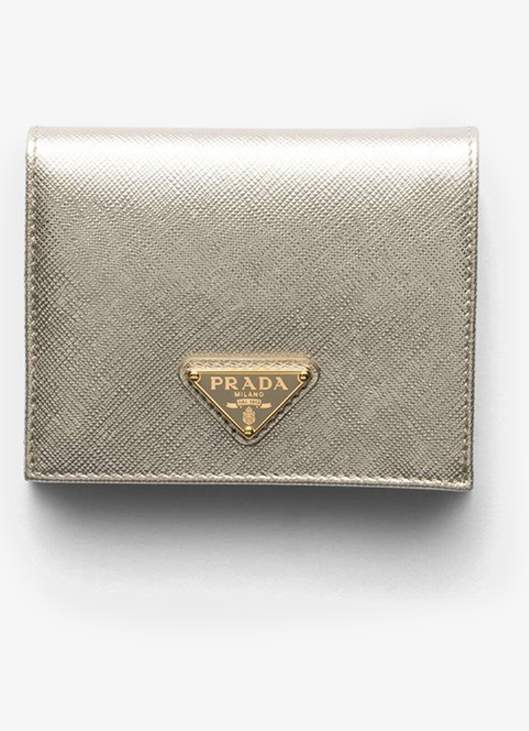 Prada Dames Small portemonnee van kalfsleer in de kleur Goud