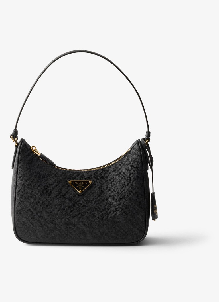 Prada Dames Re-Edition 2005 Mini schoudertas van kalfsleer in de kleur Zwart