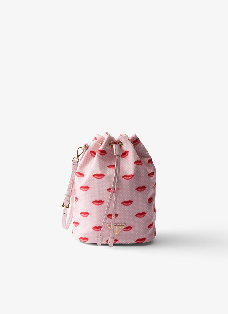 Prada Dames Re-Nylon handtas met leren details in de kleur Roze
