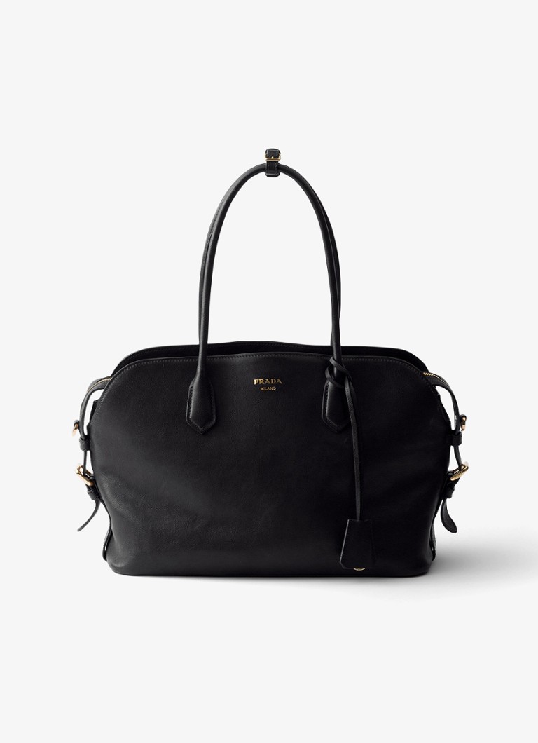 Prada Dames Large schoudertas van leer in de kleur Zwart