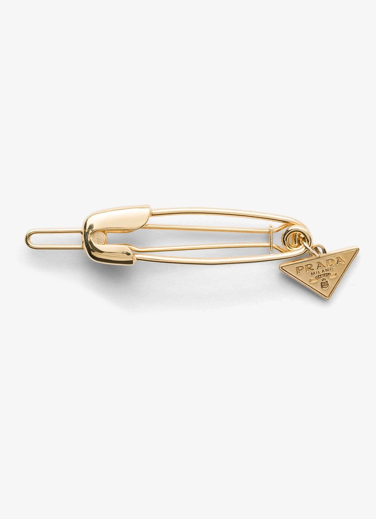 Prada Dames Haarclip met logo in de kleur Goud