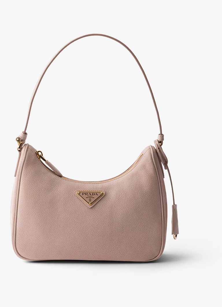 Prada Dames Re-Edition 2005 Mini schoudertas van nubuck in de kleur Oudroze