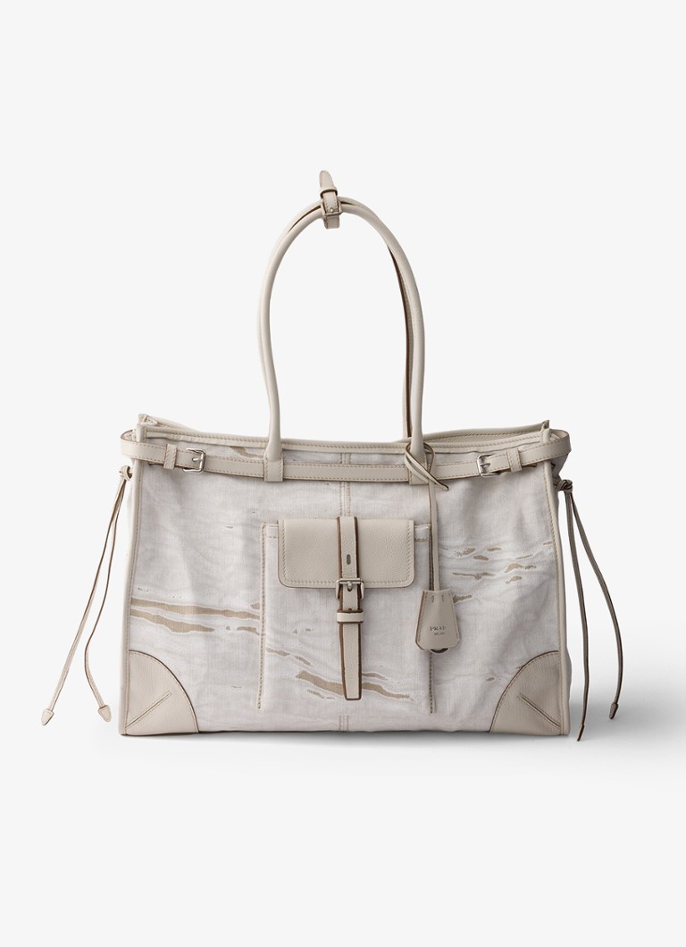Prada Dames Bonnie schoudertas met leren details in de kleur Wit